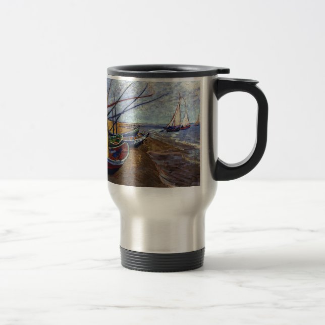 Mug De Voyage Bateaux de pêche sur la plage (Droit)