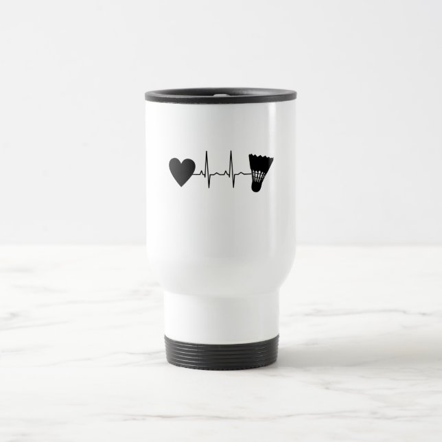 Mug De Voyage Battement de coeur de volant de badminton (Centre)
