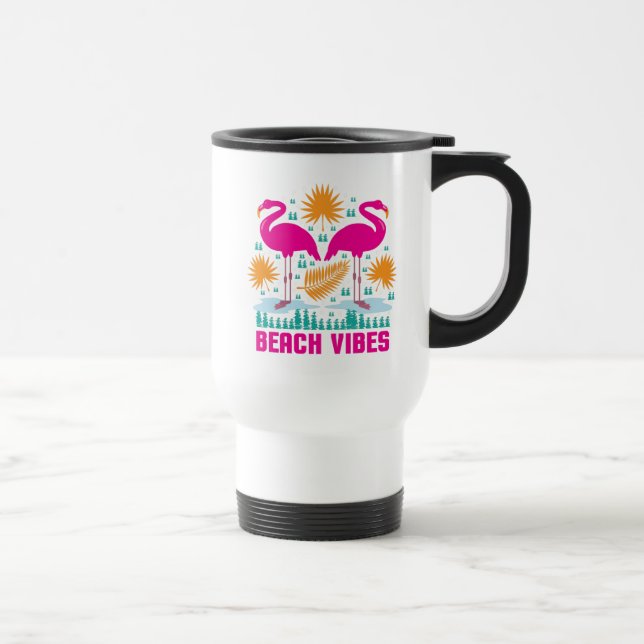 Mug De Voyage Beach Vibes Flamants roses roses-19501 (Droite)