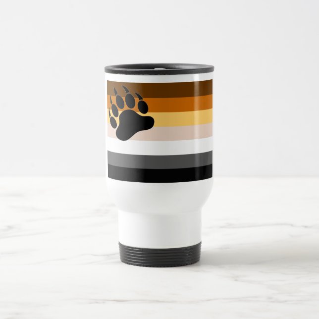 Mug De Voyage Bear Pride couleurs Drapeau noir Paw (Centre)