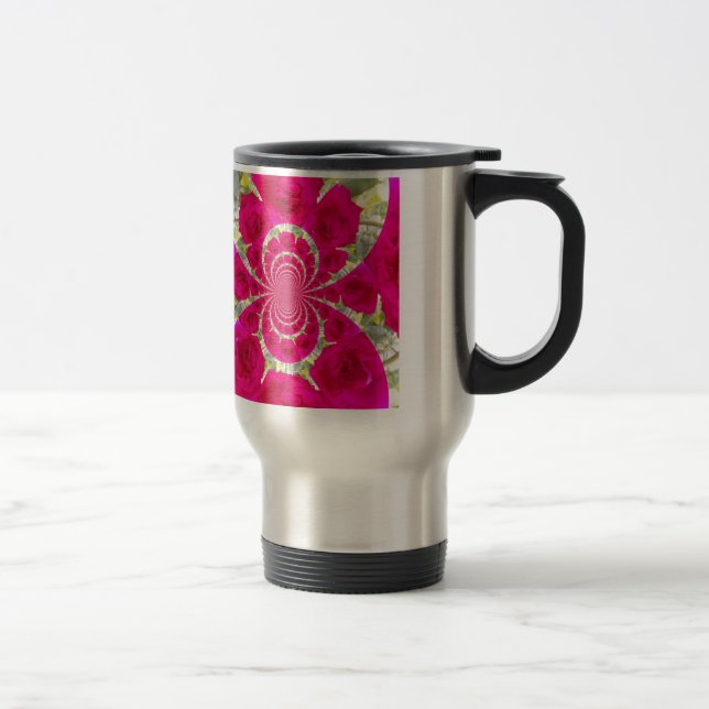 Mug De Voyage Beau Extraordinaire Roses rouges Motif Kaleidoscop (Droit)