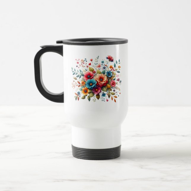 Mug De Voyage Belle Fleurs Design-58576 (Gauche)