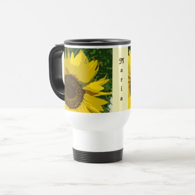 Mug De Voyage Belle Tournesol floral Jaune brillant (Devant gauche)