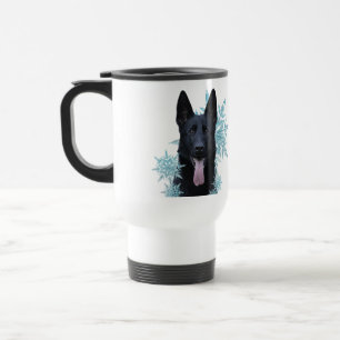 Mug De Voyage Berger noir allemand dans les flocons de neige