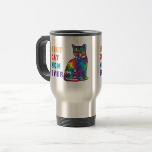 Mug De Voyage Best cat mère ever text multicolor cute cat lover