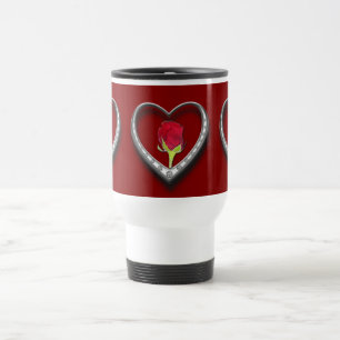 Mug De Voyage Bijoux en argent Saint-Valentin Coeur avec Rose ro