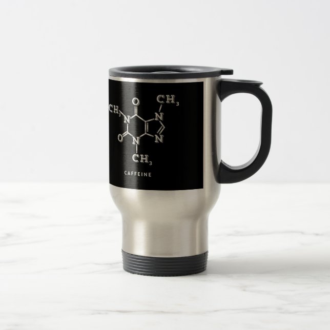 Mug De Voyage Blanc sur noir Caffeine Molecule Graphique (Droit)