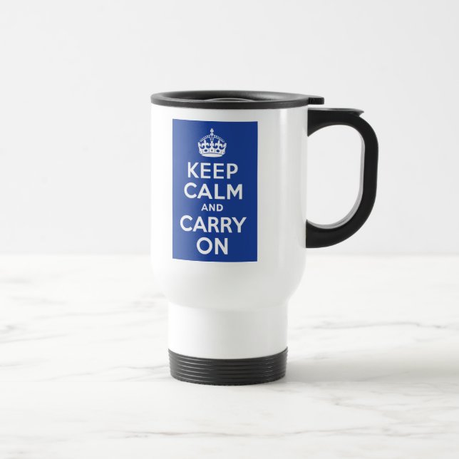 Mug De Voyage Bleu Garder le calme et continuer (Droite)