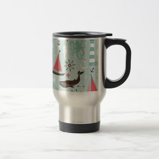 Mug De Voyage Bleu marin et Rose (Droit)
