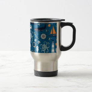 Mug De Voyage Bleu profond Toutes les choses Nautiques