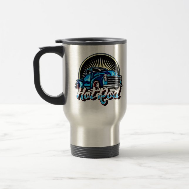 Mug De Voyage Blue Hot Rod Classic Music Car (Gauche)