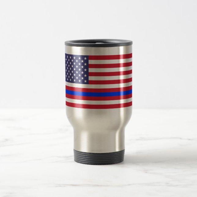 Mug De Voyage "BLUE LINE MINCE sur le DRAPEAU " (Centre)