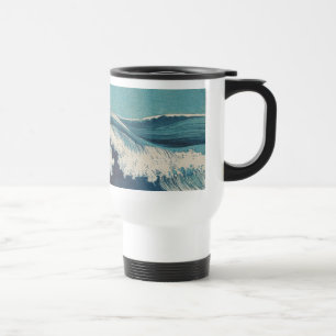 Mug De Voyage Blue Ocean Waves Bois japonais