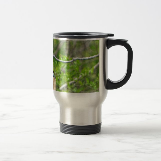 Mug De Voyage Bluebird sur un poteau de clôture (Droit)