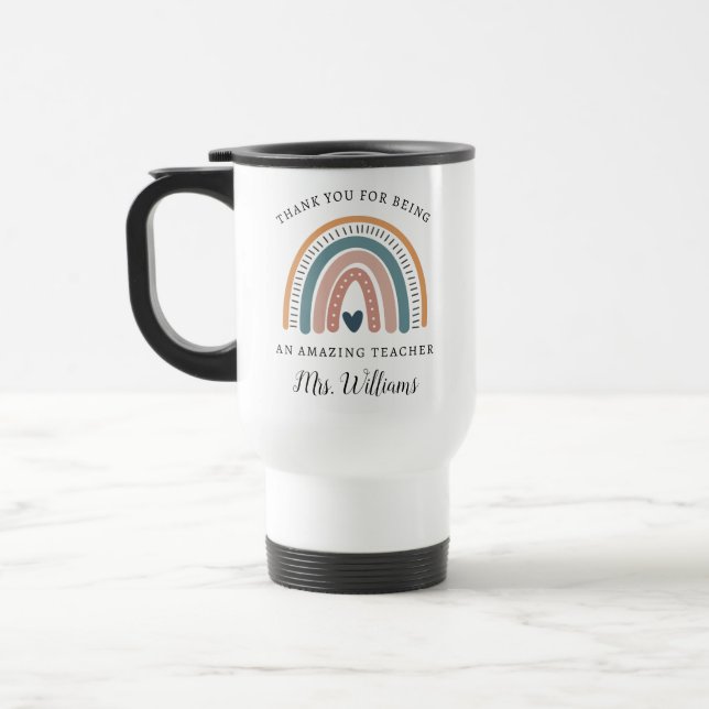 Mug De Voyage Boho Rainbow Appréciation de l'enseignant Nom Voya (Gauche)