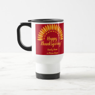 Mug De Voyage Bon thanksgiving Yellows Red Ajouter Nom et année