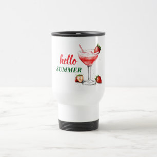 Mug De Voyage Bonjour l'été Gobelet de voyage Cocktail Fraise