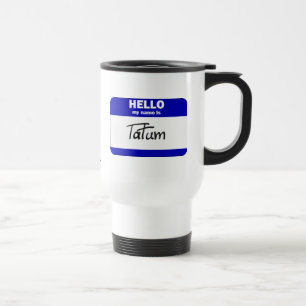 Mug De Voyage Bonjour mon nom est Tatum (bleu)
