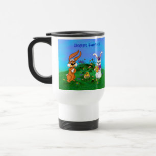 Mug De Voyage Bonne Pâques ! Lapin avec lapin et poussin