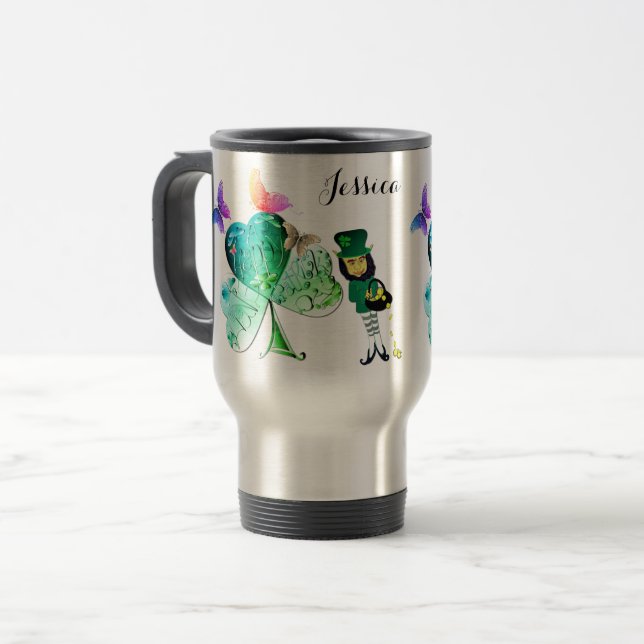 Mug De Voyage "Bonne St. Patrick's Day" Leprechaun Voyage (Devant gauche)