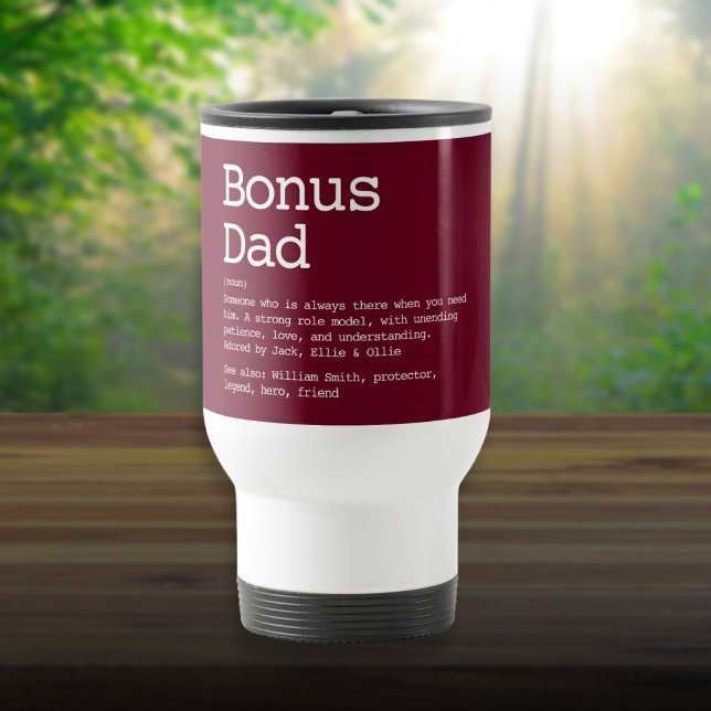Mug De Voyage Bonus Papa Stepdad Définition Rouge Bourgogne mode (Bonus Dad Stepdad Definition Modern Burgundy Red Travel Mug)