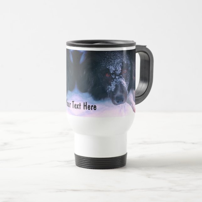 Mug De Voyage Bordure face à la neige Collie mignonne Personnali (Devant droit)