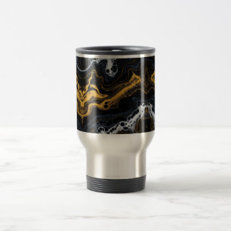 Mug De Voyage Bouchons de café Abstraits de luxe - Noir, Or & Bl