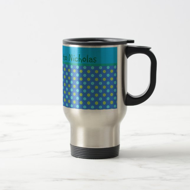 Mug De Voyage Boug de voyage personnalisé, Pois de lunes bleues (Droit)