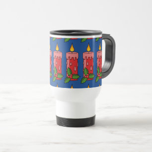 Mug De Voyage Bougie de Pilier Rouge de Noël avec Holly
