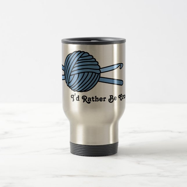 Mug De Voyage Boule bleue des crochets de fil et de crochet (Centre)