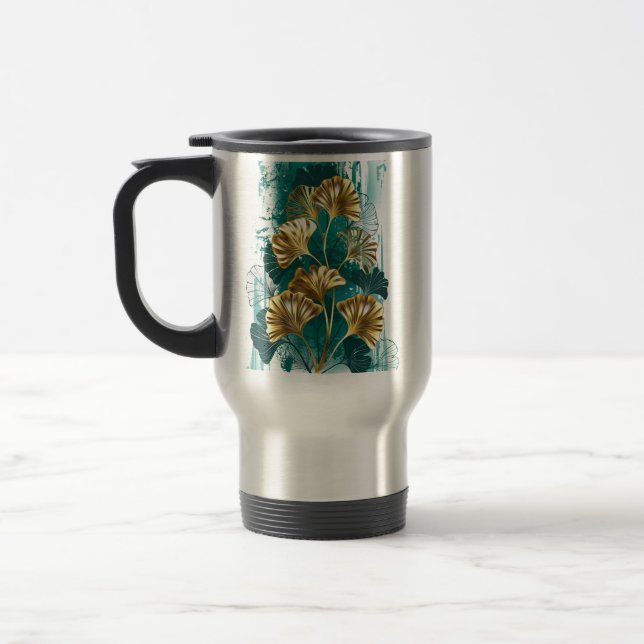 Mug De Voyage Branche avec Feuilles d'or Ginko Biloba (Gauche)