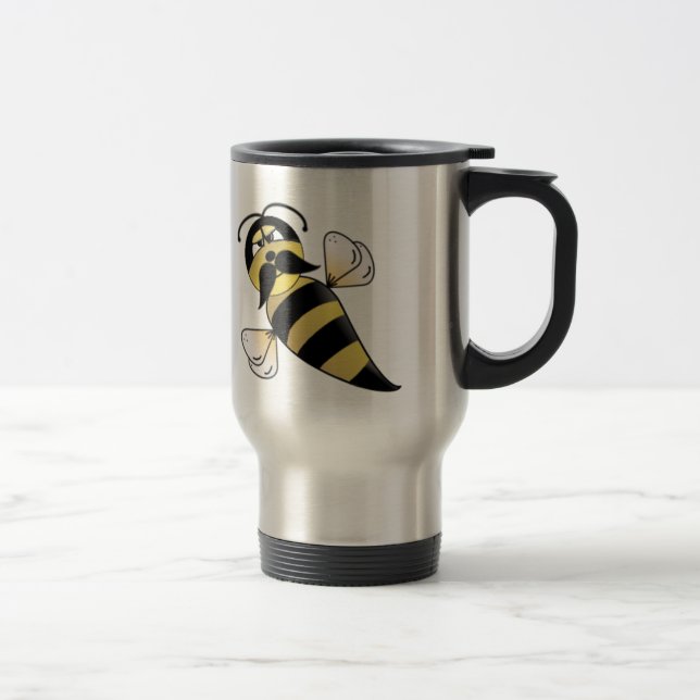 Mug De Voyage Bumble Bee with Mustache (Droit)