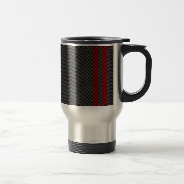 Mug De Voyage Burgundy Red Carbon Fibres Stripes (Droit)