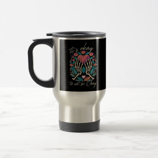 Mug De Voyage Ça Ne Va Pas - Squelette Mains Avec Coeur (Gauche)
