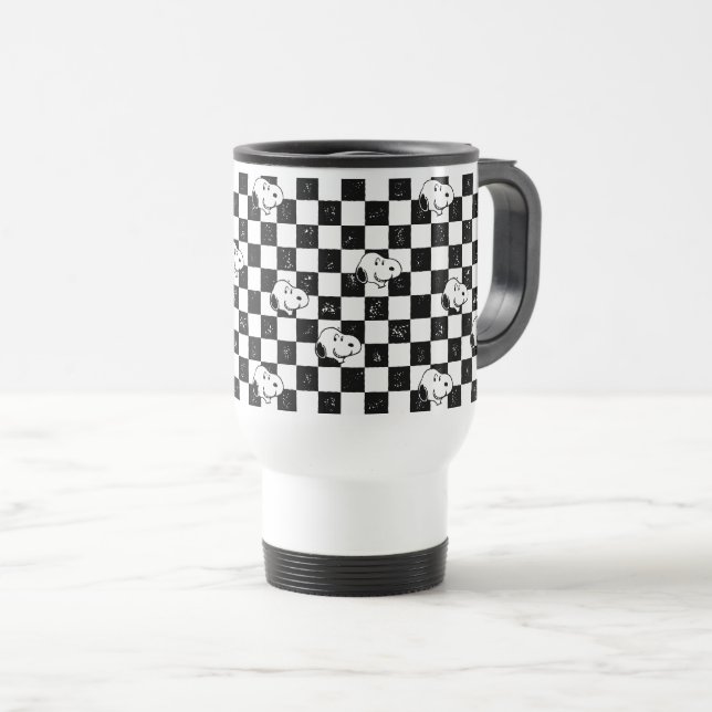 Mug De Voyage cacahuètes | Drapeau À damiers Snoopy (Devant droit)