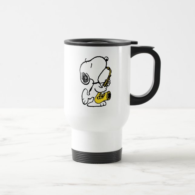 Mug De Voyage cacahuètes | Lecteur Snoopy Saxophone (Droite)