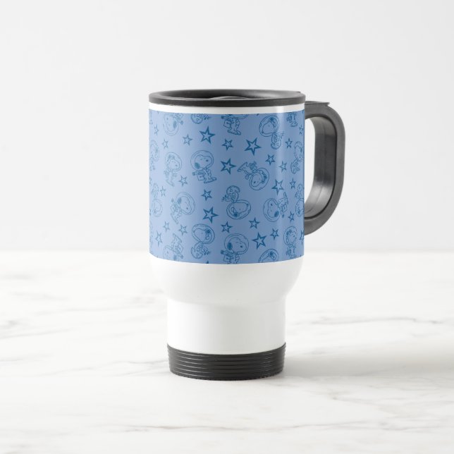 Mug De Voyage cacahuètes | Snoopy Blue Space Astronaut Motif (Devant droit)