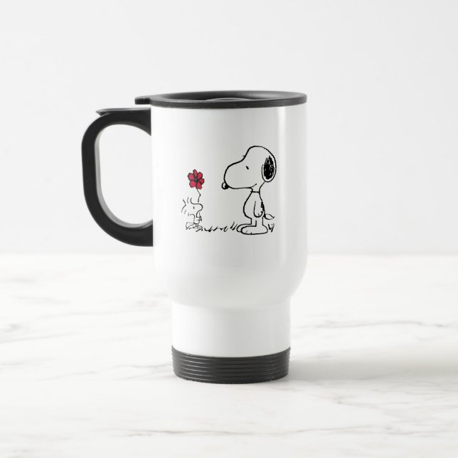Mug De Voyage cacahuètes | Snoopy & Woodstock Rouge & Noir (Gauche)