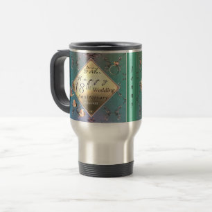 Mug De Voyage Cadeau de 18e anniversaire de mariage couleur aigu