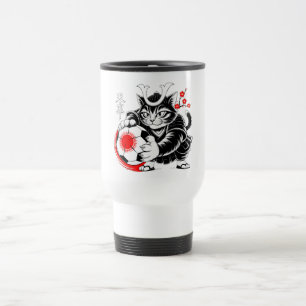 Mug De Voyage Cadeau de football de chat samouraï artistique pou