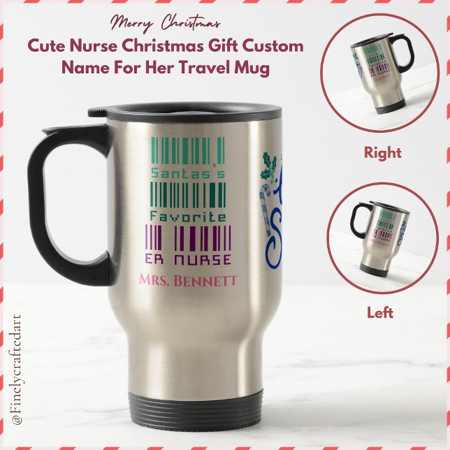 Mug De Voyage Cadeau de Noël pour l'infirmière mignonne Nom pers (Créateur téléchargé)