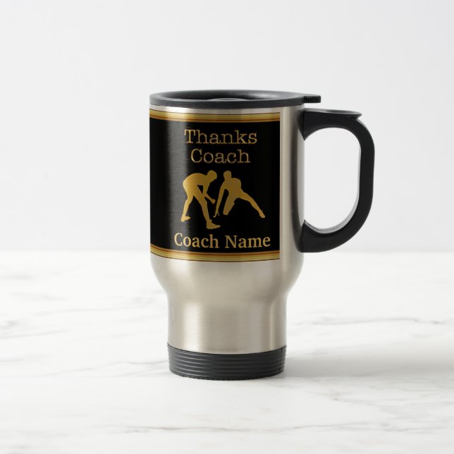 Mug De Voyage Cadeaux pour les entraîneurs de lutte, votre TEXTE (Droit)