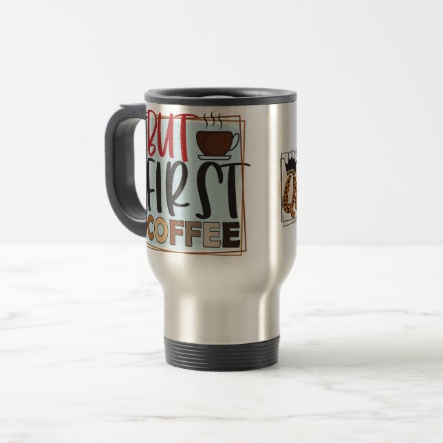 Mug De Voyage Caffeine Queen & Mais Premier Citation De Café (Devant gauche)