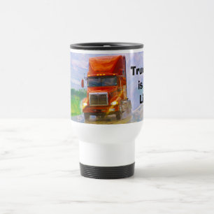 MUG DE VOYAGE CAMIONS BIG RIG RED TRUCK VOYAGE MUG