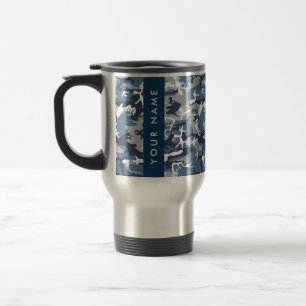 Mug De Voyage Camouflage bleu neige d'hiver Votre nom Personnali