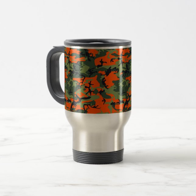 Mug De Voyage Camouflage orange et vert, Militaire, Armée (Devant gauche)