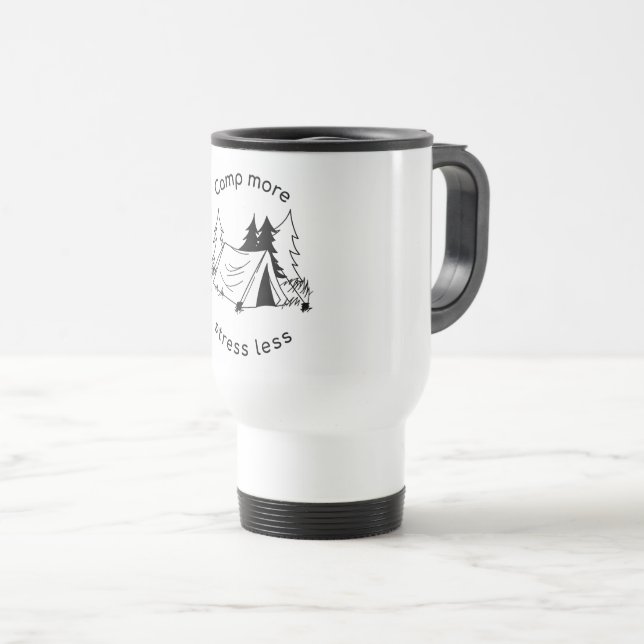 Mug De Voyage Camp plus de stress moins (Devant droit)