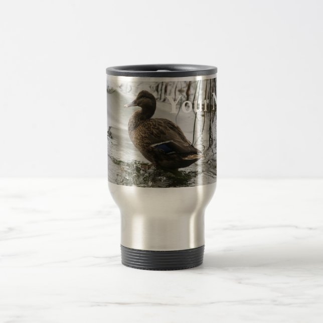 Mug De Voyage Canard gris sur la nuit du lac (Centre)