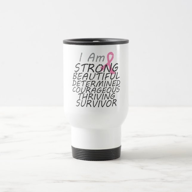 Mug De Voyage Cancer du sein je suis survivant fort (Centre)