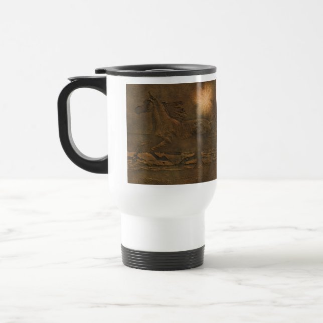 Mug De Voyage Cantering Wild Spirited Horse Faux Effet cuir (Gauche)